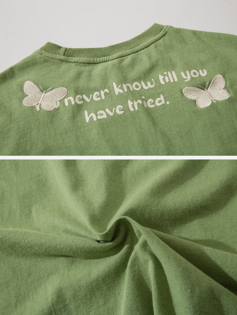 Vert  T Shirts Aelfric Eden Vintage Butterfly Print Tee - HMZ-5105957